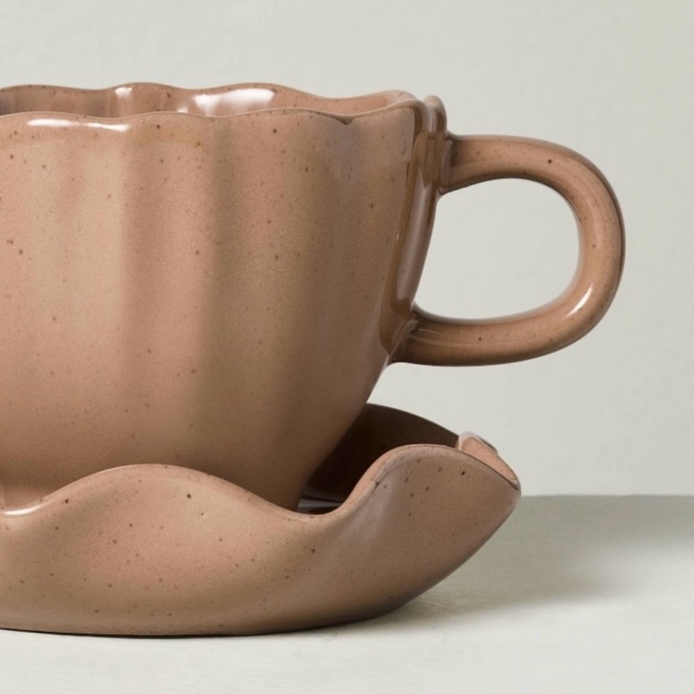 5oz Scalloped Stoneware Espresso Cup & Saucer Set Tan - Hearth & Hand Magnolia - Picture 3 of 3